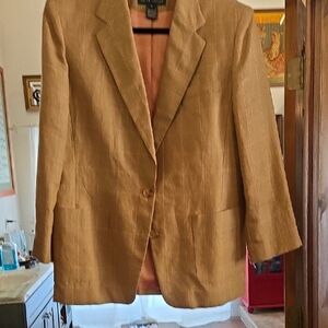 Classic Women's Lauren Windowpane Beige Blazer Size 14